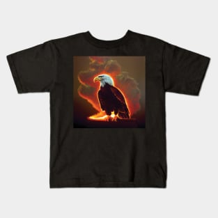 Majestic Bald Eagle in glowing clouds Kids T-Shirt